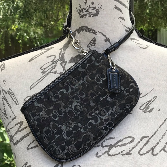 Small Black Fabric Coach Wristlet - Picture 1 of 5